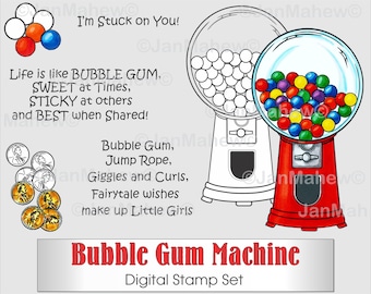 Bubble Gum Machine Digital Stamp Set- Instant Digital Download