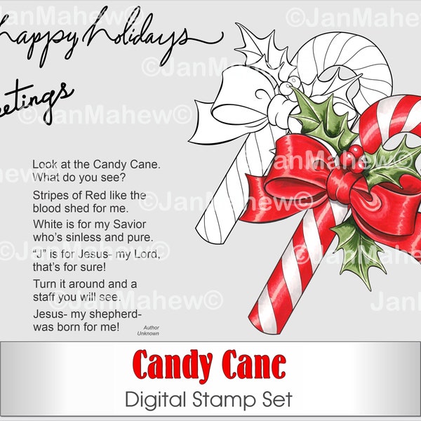 Candy Cane Digital Stamp Set- Instant Digital Download
