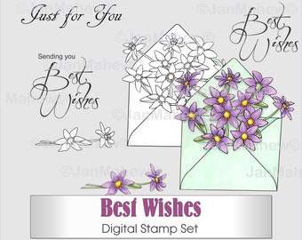 Best Wishes Digital Stamp Set- Instant Digital Download