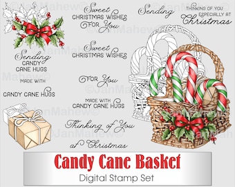 Candy Cane Basket Digital Stamp Set- Instant Digital Download