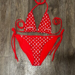 LV string bikini Red