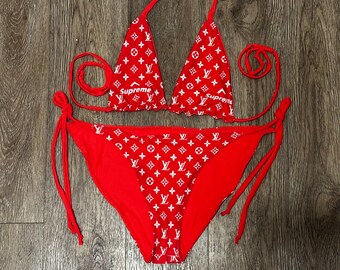 LV string bikini Red