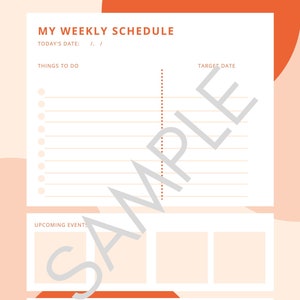 Weekly Planning Sheet - ToDo List, Upcoming Events, & Notes