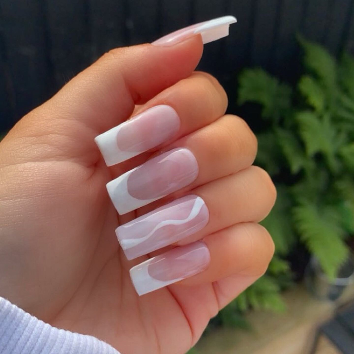 Long Square French Tip With Swirl Nail Art Press-on Nails - Etsy Australia Long Square French Tip With Swirl Nail Art Press-on Nails - Etsy Australia