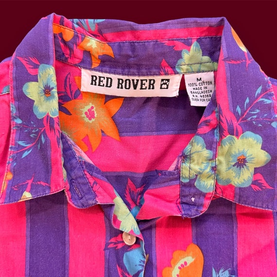 Vintage “Red Rover” Floral Striped Oversized Shirt - image 3