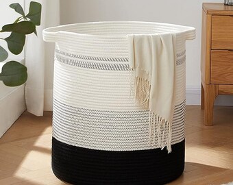 80L Laundry Hamper,Storage Basket with Handles,Decorative Basket for Living room,Woven Storage Basket for Toys Bin,Pillows, Blankets,Clothes