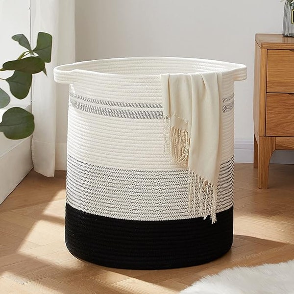 80L Laundry Hamper,Storage Basket with Handles,Decorative Basket for Living room,Woven Storage Basket for Toys Bin,Pillows, Blankets,Clothes