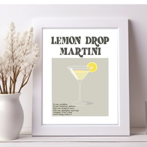 Lemon Drop Martini, Aesthetic Wall Art, Digital Download ONLY, Unframed