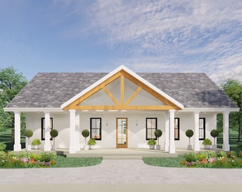 Redwood Terrace Custom House Plans and Blueprints - Spacious 4 Bed 2 Bath - 50'x30' - 1500 Square Feet - Drawings Blueprints - Wood Truss
