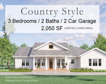 Majestic Maple Modern House Open Plan Design 70 x 48 - 3 Bed 2 Bath - 2050 Square Feet -  Drawings Blueprints