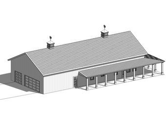 Redwood Barndominium House Plan Design - 3 Bed 2 Bath 2250 sq ft - Three Garage - Drawings Blueprints