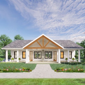 Gable Truss Duplex House Plan Design - 1820 SF - Modern Spacious Multifamily - Drawings Blueprints - Investment Property
