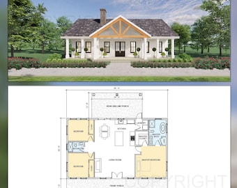 Cedar Springs Custom House Design - Modern Ranch Farmhouse 1500 Square Feet - Drawings Blueprints - Wood Truss