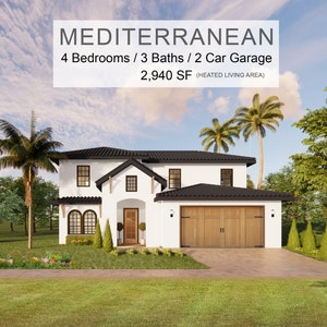 Sonora Grove - Luxury Mediterranean House Plan Design - 4 Bed 3 Bath 2940 sq ft - Double Garage - Drawings Blueprints