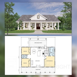 Cedar Springs specialdesignade hus - Modernt ranchhus 1500 kvadratfot - Ritningar, ritningar