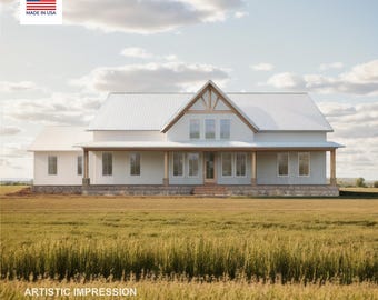 Rocky Ridge Barndominium Modern House Open Plan Design 84 x 40 - 3 Bed 2 Bath -  Drawings Blueprints