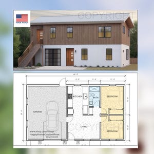 Maple two-level Duplex House Plan Design - 2200 SF - Modern Multifamily - Drawings Blueprints - Investment Property + Electrical Layout