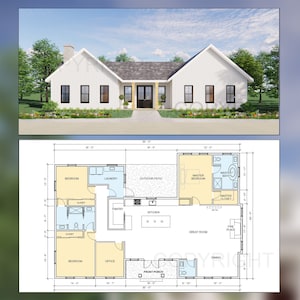 Twin Peaks Modernes Bauernhaus Haus Plan Design – 3 Bett 2,5 Bad 2386 quadratfuß – Zeichnungen Blueprints