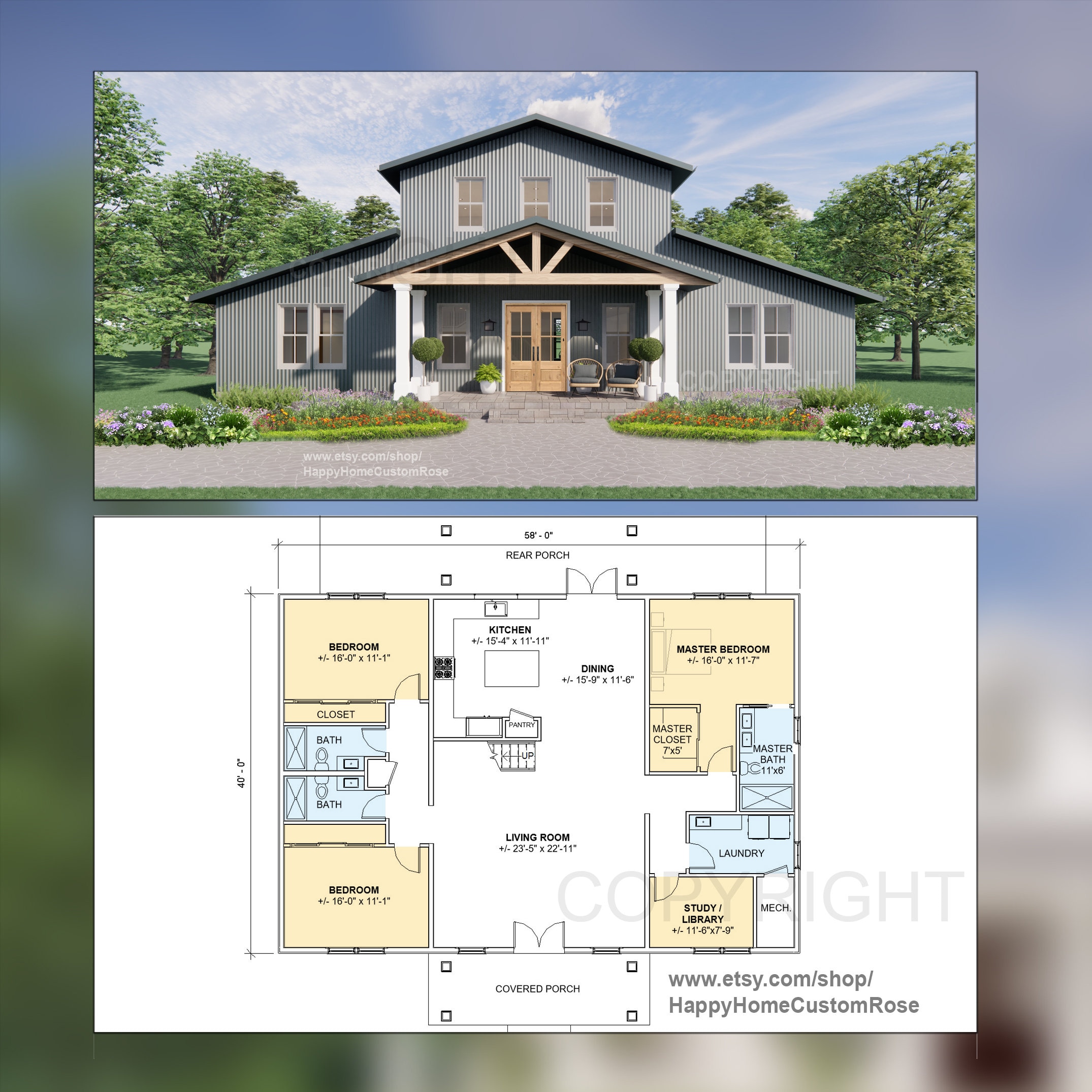 Hayloft Haven Two Story Monitor Style Barndominium House Plans Open Plan Design 4 Bed 3.5 Bath Drawings Blueprints - Etsy Hayloft Haven offers a unique and stylish two-story barndominium house plan with a monitor-style design, featuring an open floor plan perfect for modern living. With 4 bedrooms, 3.5 bathrooms, and detailed drawings and blueprints available on Etsy, this barn-style house plan is perfect for those looking for a blend of rustic charm and contemporary design.