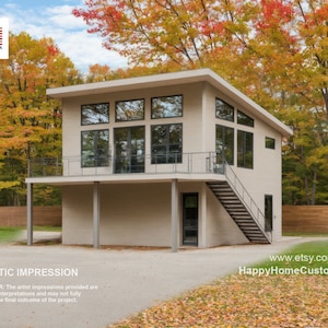 Tall Maple 2 story Detached 28&#39;x28&#39; Two Car Garage Loft House Plan Design - 2 Bed 1 Bath 784 sq ft - 2 Garage - Drawings Blueprints