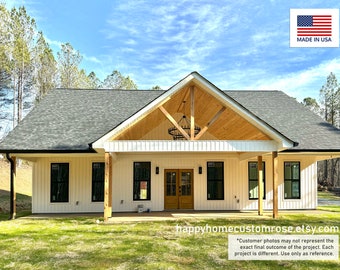 Oak Springs House Construction Plans - Open Plan Design - Modern Farmhouse 3 Bed/2 Bath 1500 Square Feet - Drawings Blueprints