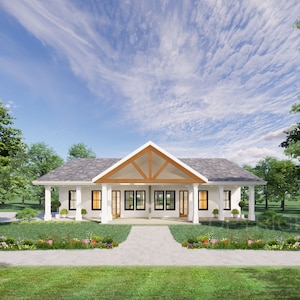Gable Truss Duplex House Plan Design with Garage - 1836 SF - Modern Spacious Multifamily - Drawings Blueprints - Investment Property