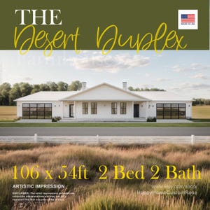 Hip Roof Duplex Investment Rental Plan - 2 Bed 2 bath - 1228 SF - Modern Spacious Multifamily - Drawings Blueprints - Investment Property