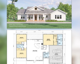 Majestic Maple Modern House Open Plan Design 70 x 48 - 3 Bed 2 Bath - 2050 Square Feet -  Drawings Blueprints