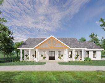 Barndominium House Plan - 3 Bed, 2 Bath, Double Garage (PDF Download)