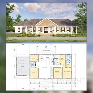 Cedar Springs Barndo House Plan with Basement - 6 Bed 3 Bath - Double Garage - Drawings Blueprints + Foundation, Electrical Lighting Plan