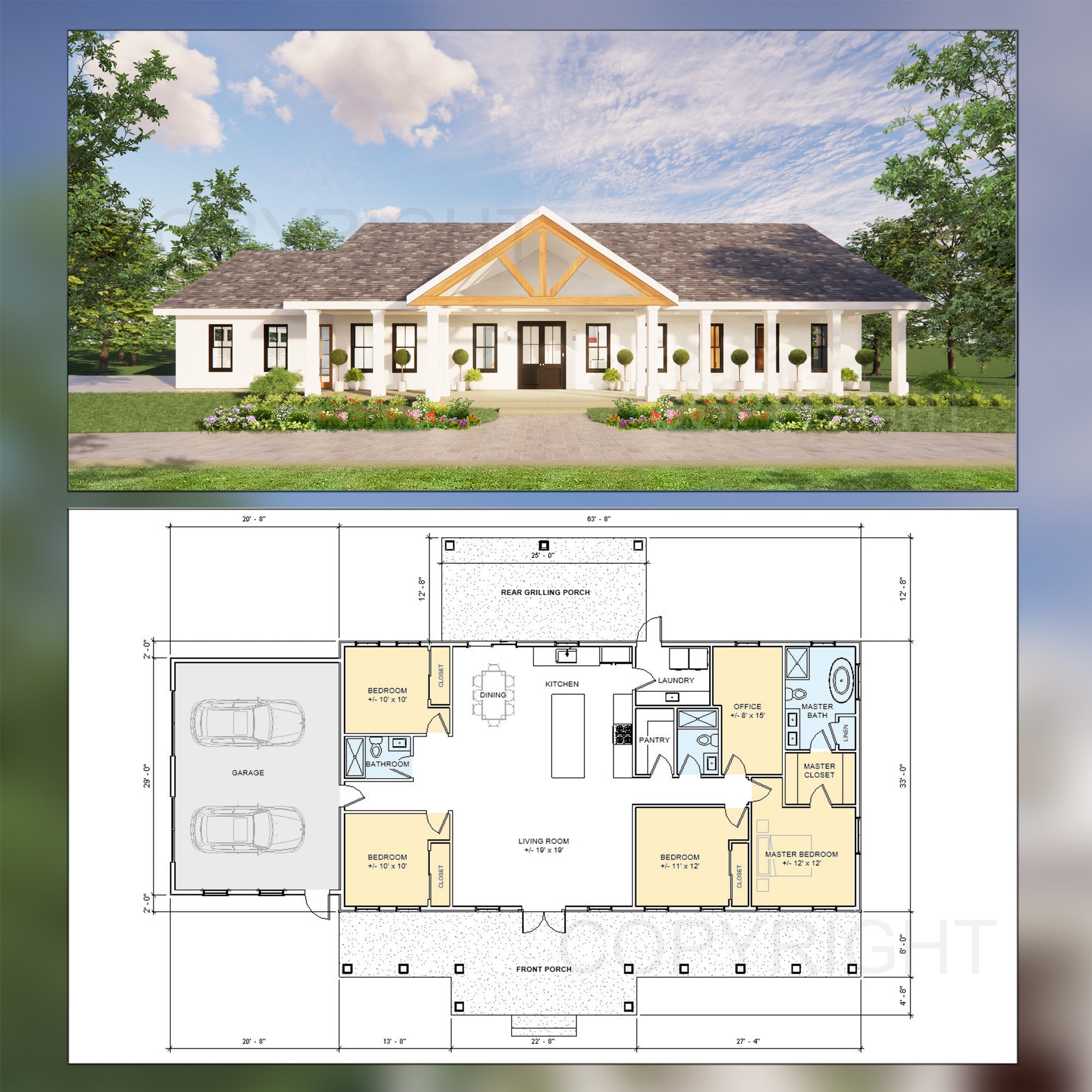 Cedar Springs Barndominium House Plan Design 4 Bed 3 Bath Etsy Canada