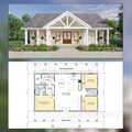 Oak Springs House Plans - Open Plan Design - Modern Farmhouse 3 Bed/2 Bath 1500 Square Feet - Drawings Blueprints