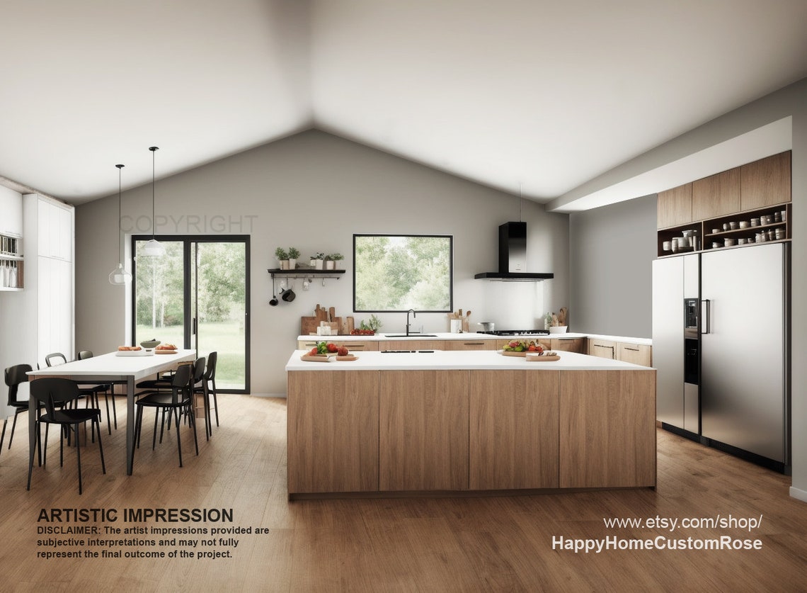 Harvest Farmstead Modern House Open Plan Design 60 X 30 3 Etsy