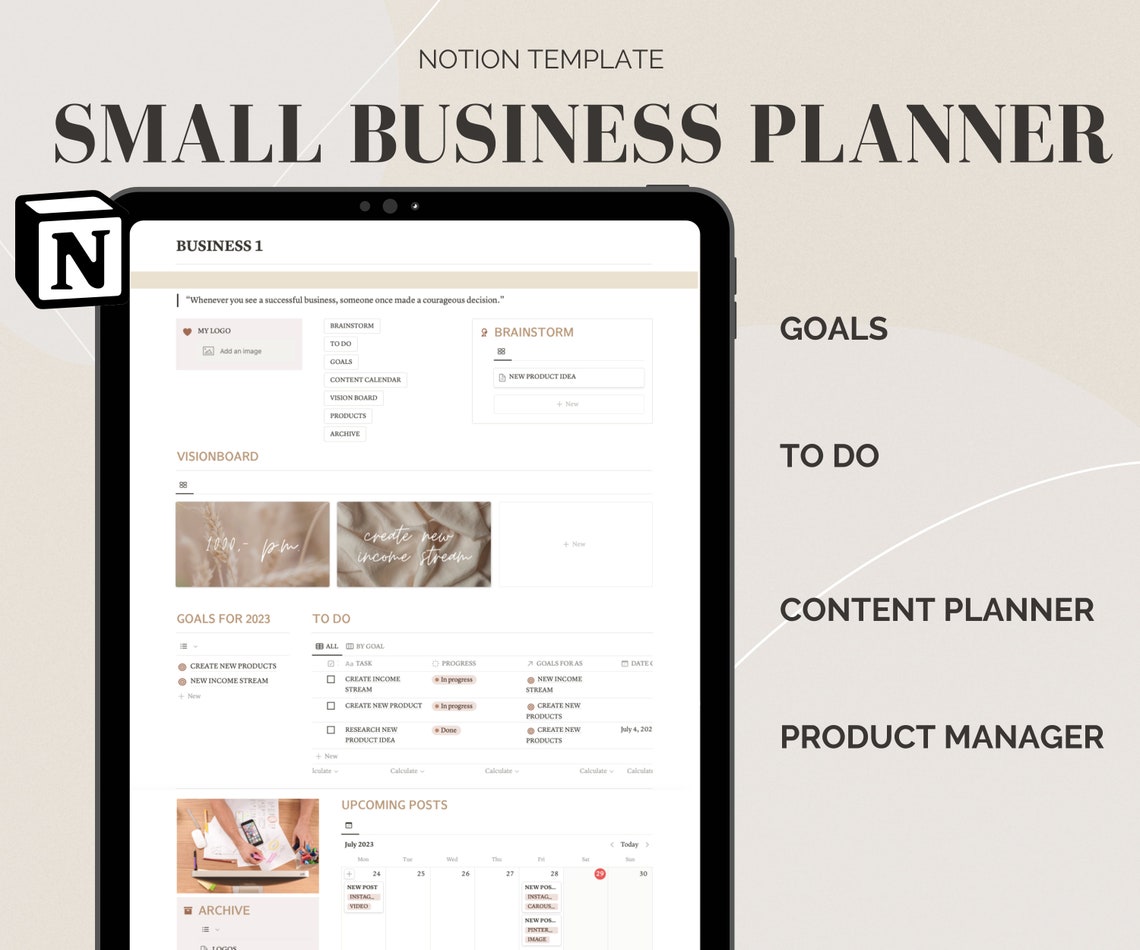 Notion Template for Small Business Notion Dashboard, Notion Planner