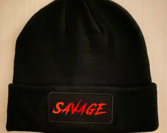 ◆BADBLOOD◆ Lion Patch Beanie Washed Black w-hat25-010 Savage Black Beanie With Black Patch - Etsy