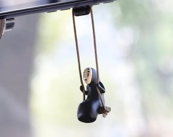 Cute Anime Spirited Away Swinging Faceless Car Pendant Car Accessories Rearview Mirror Car Pendant