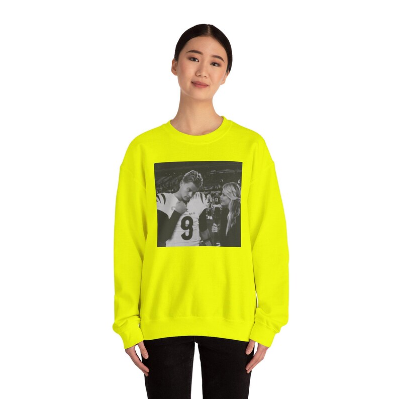 Joe Burrow Cincinnati Bengals Meme Gildan Crewneck Sweatshirt Safety Green