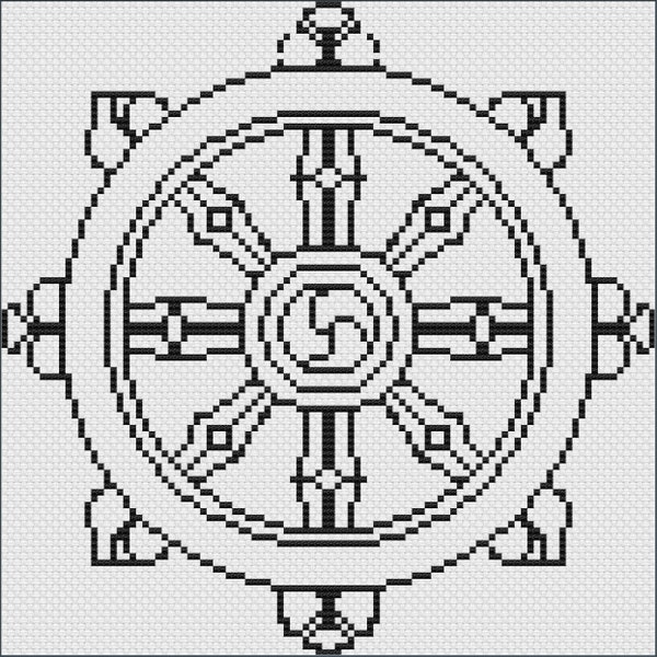 Dharma Wheel Digital Cross Stitch Pattern