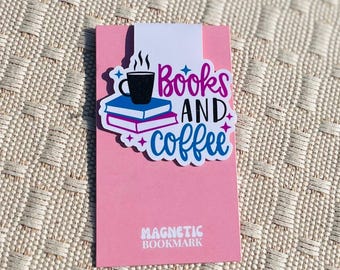 Books and Coffee Magnetic Bookmark – Page Marker