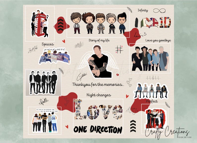 One Direction Digital Download, 20oz Tumbler Wrap, 1D Tribute, Digital