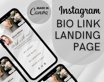 Instagram BioLink Website, Landing Page Template, Digital Download, Instant Download, Photography Minimal Design, Social Media, DIY Canva