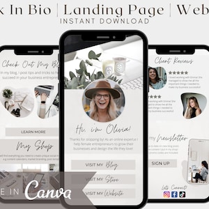 Instagram Landing Page Template, Link in Bio Website, Canva Template, Instant Download, Minimalist Aesthetic Design, Social Media Website,