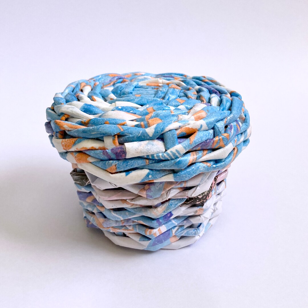Upcycled Test Print Paper Tube Basket With Lid Etsy