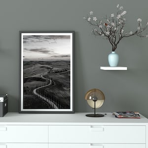 Tuscany Landscape Print, Tuscany Wall Decor, Tuscany Italy Print, Tuscany Wall Art, Printable Wall Art Black and White, Tuscany Wall Print