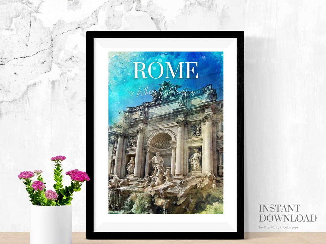 Trevi Fountain Print, Rome Architecture Print, Italy Wall Art Print ...