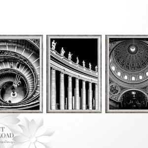 Rome Architecture Print, Set of 3 Prints, Rome Italy Print Poster, Rome Wall Art, Printable Wall Art Black and White, Set of 3 Art Prints