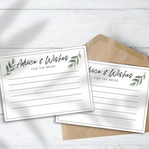 Bridal Shower “Advice & Wishes for the Bride” with Greenery Cards
