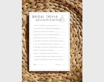 Bridal Shower Game Digital Download “Bridal Trivia”.