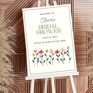 Editable Bridal Shower Sign ‘Row of Flowers’ Floral Sign