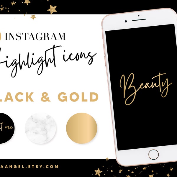 Black and gold instagram highlight covers - Highlight icons - instagram stories - IG - Lifestyle blogger